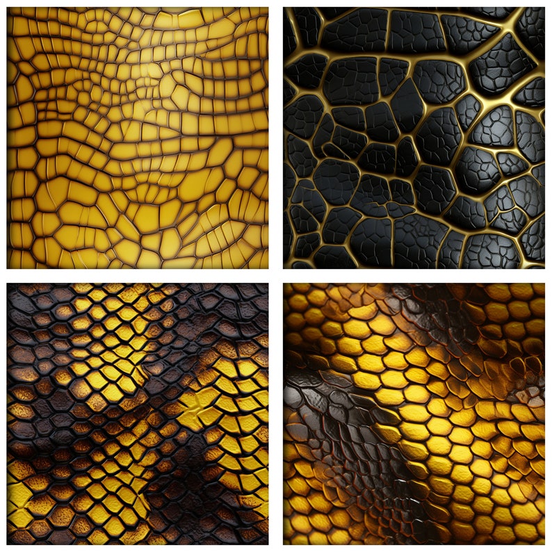 Yellow Dragon Scales Digital Paper, Gold Snake Skin (seamless Pattern ...