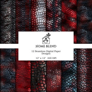 Red Dragon Scales Digital Download Paper Ruby Snake Skin Seamless Patterns Scales Designs Scrapbook Dark Mythic Paper Printable