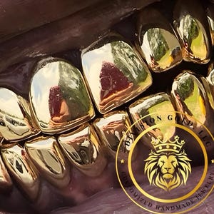 Handmade CUSTOM Gold Grillz Solid NPG Dental Gold Substitute Perm Cut Division Gold Custom Teeth Caps