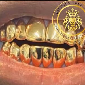 Handmade CUSTOM Gold Grillz Solid NPG Dental NP Gold grills Perm Cut Division Gold Custom Teeth Caps