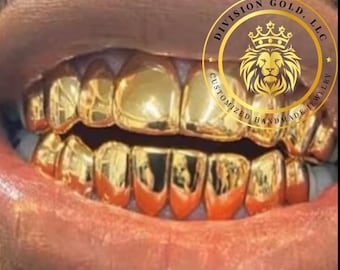 Handmade CUSTOM Gold Grillz Solid NPG Dental NP Gold grills Perm Cut Division Gold Custom Teeth Caps