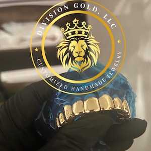 Handmade CUSTOM Gold Grillz Solid NPG Dental Gold Substitute Perm Cut Division Gold Custom Teeth Caps image 8
