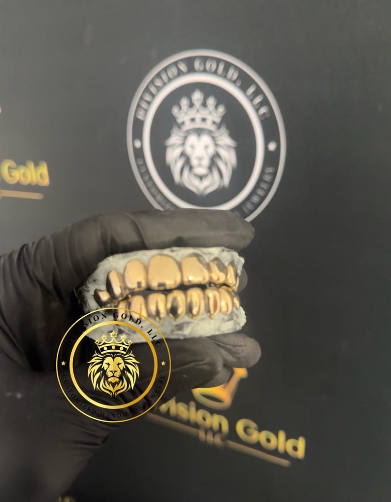 Handmade CUSTOM Gold Grillz Solid NPG Dental NP Gold grills Perm Cut Division Gold Custom Teeth Caps bild 4