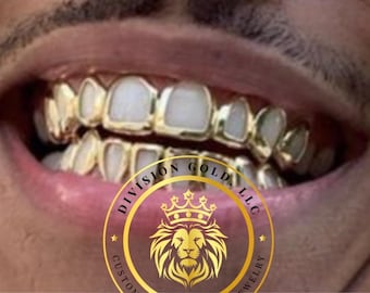 Real 10k/14k SOLID Gold OPEN FACE Grillz Division Gold grillz Custom Teeth Caps