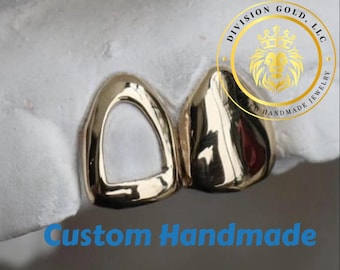 Genuine Real 10k/14k SOLID Gold Grillz Perm Cut Division Gold grillz Custom single Teeth Caps