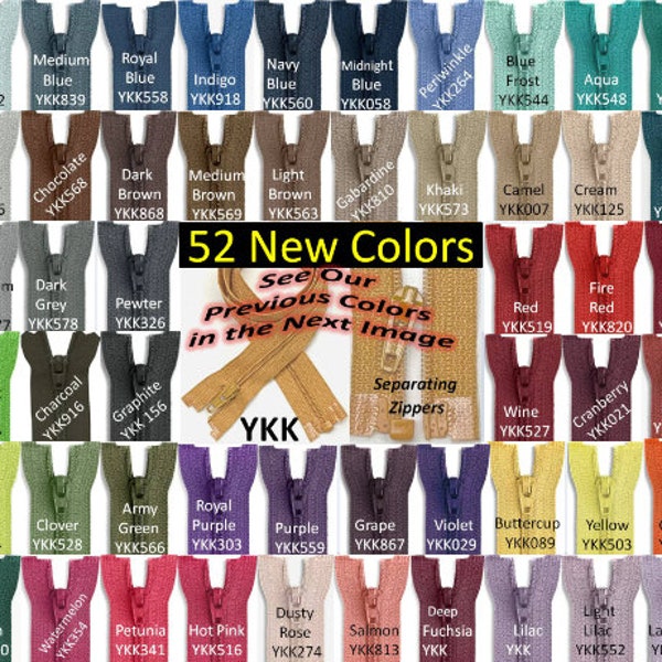 Lightweight Separating Zippers for Formal Wear & Sweaters | New Colors Added