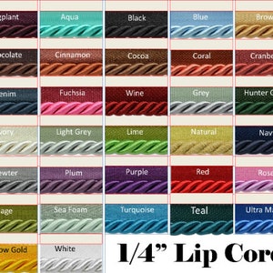 1/4" Lip Cord Trims By The Yard - 32 Colors