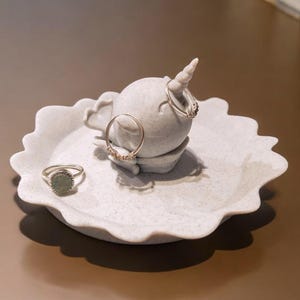 3D Printed Narwhal Ring Dish: Ocean Animal Jewelry Holder