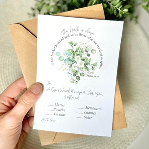 Spiritueller Blumenstrauß für Kinder Verlust Karte Spiritueller Blumenstrauß Verlust Karte Katholische Geschenk Religiöse Karte Trauernde Mutter