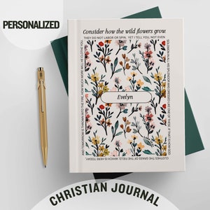 Journal de prières exaucées personnalisé pour les femmes, considérez le journal d'étude de la bible de fleurs sauvages cadeau catholique femmes dévotion journal chrétien