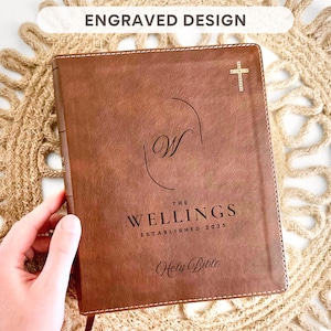 Family wedding bible leather personalized niv journaling holy bible engraved religious gift christian wedding gift family name bible study