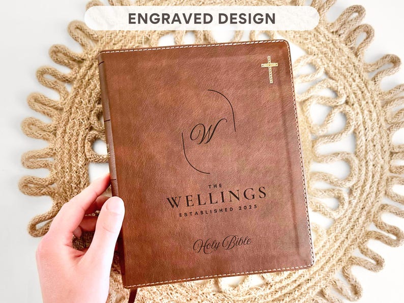 Family wedding bible leather personalized niv journaling holy bible engraved religious gift christian wedding gift family name bible study