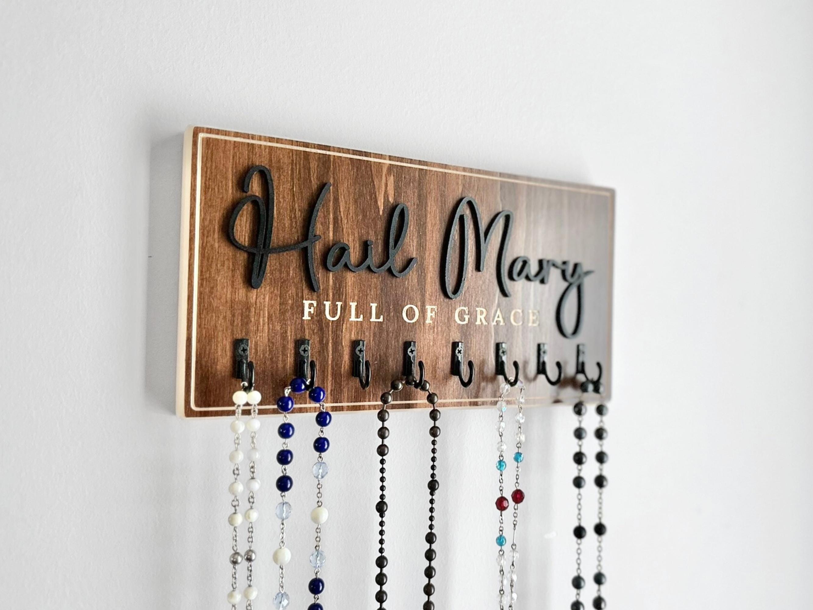 Rosary Rack Rosary Holder Wall Large Rosary Hanger Catholic Art Rosary Board Holy ...