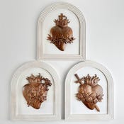 Hand Carved Sacred Heart of Jesus, Immaculate Heart of Mary, Chaste Heart of Joseph