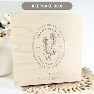 Baptism keepsake box wooden Baptism gift girl catholic first communion box goddaughter baptism memory box keepsake gift from godmother