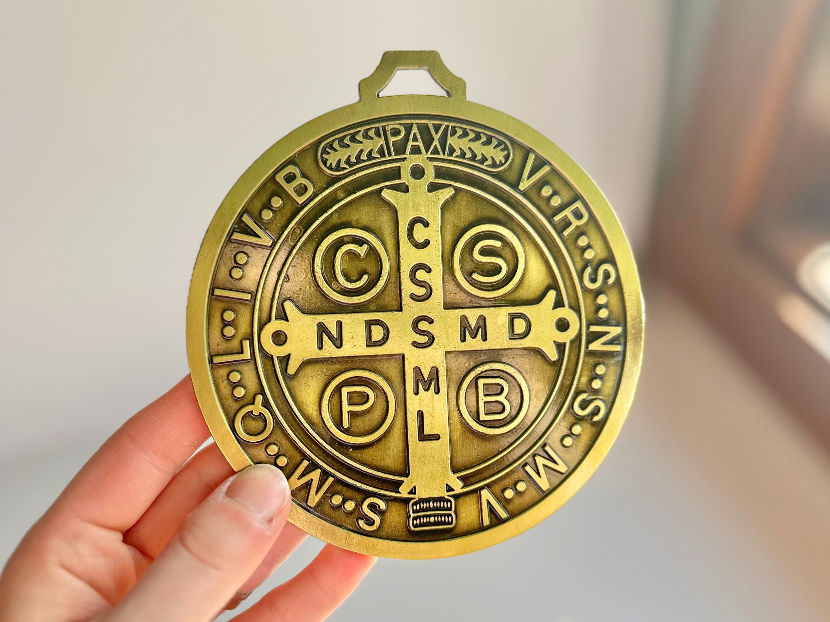 St Benedict Door Hanger Saint Benedict Medal Home Blessing Gift Catholic Gifts for Women Catholic Home Decor Gift Catholic benedictine medal