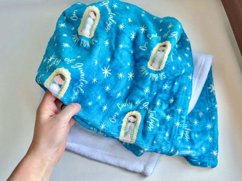 Our Lady of Guadalupe Catholic Baby Blanket Girl Baptism Gift Girl Mary Blanket for Girl Catholic gift for girl First Communion Blanket