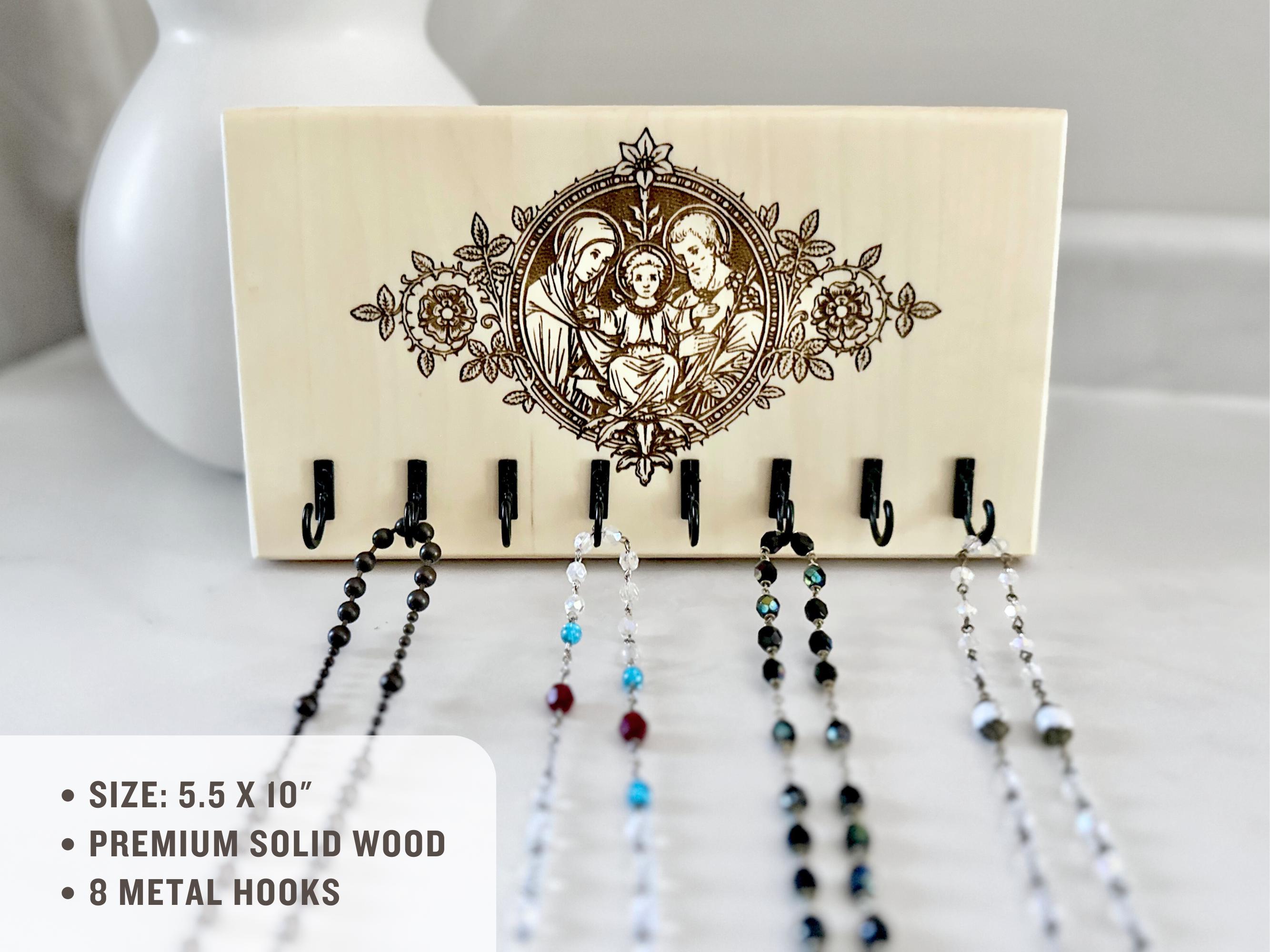 Rosary Rack Holy Family Rosary Hanger Wall Traditional Catholic Wedding Engagement ...