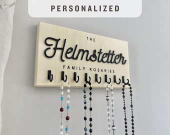 Wooden Family Rosary Hanger Wall traditional catholic engagement wedding gift Rosary Holder wall mount catholic marriage home decor altar