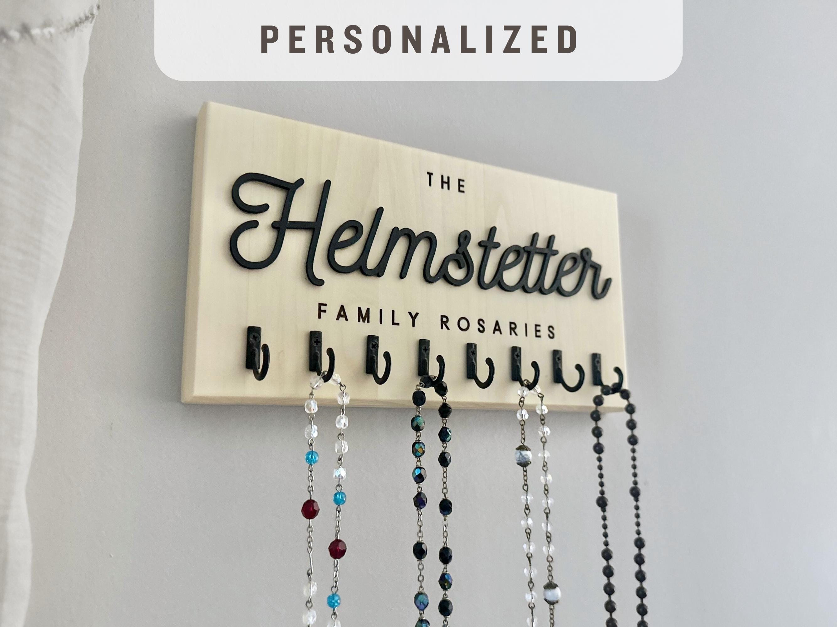 Rosary Rack Wooden Family Rosary Hanger Wall Traditional Catholic Engagement ...