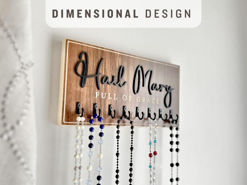 Rosary Rack Rosary Holder Wall Large Rosary Hanger Catholic Art Rosary Board Holy ...
