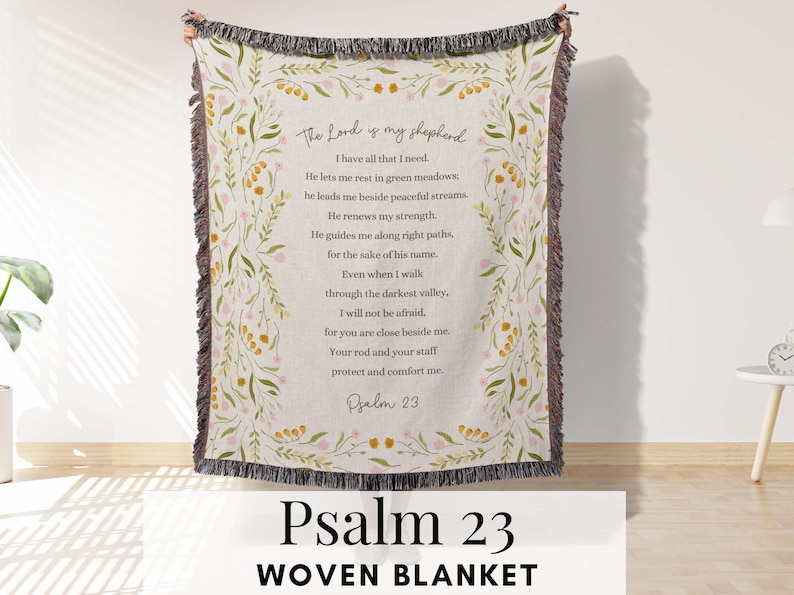 Sympathy blanket bible verse Psalm 23 Christian woven blanket wall hanging religious Gift for miscarriage thinking of you gift for woman