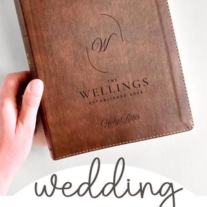 Family wedding bible leather personalized niv journaling holy bible engraved religious gift christian wedding gift family name bible study