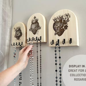 Rosary Rack Rosary Hanger Immaculate Heart of Mary Catholic Art Gift Women Home ...