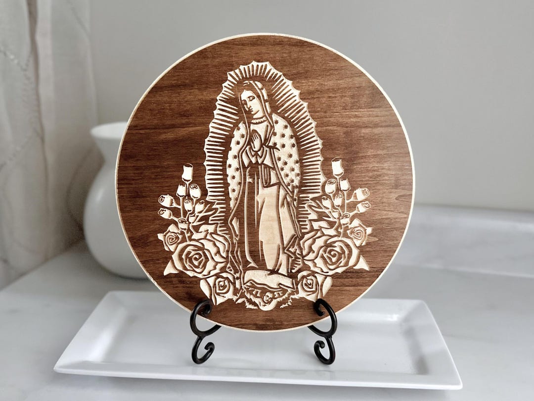 Our Lady of Guadalupe Statue Wood Immaculate Mary Wall Art Catholic ...