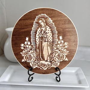 Our Lady of Guadalupe Statue Wood Immaculate Mary Wall Art Catholic Home Decor Blessed Mother Wall Hanging First Communion Gift