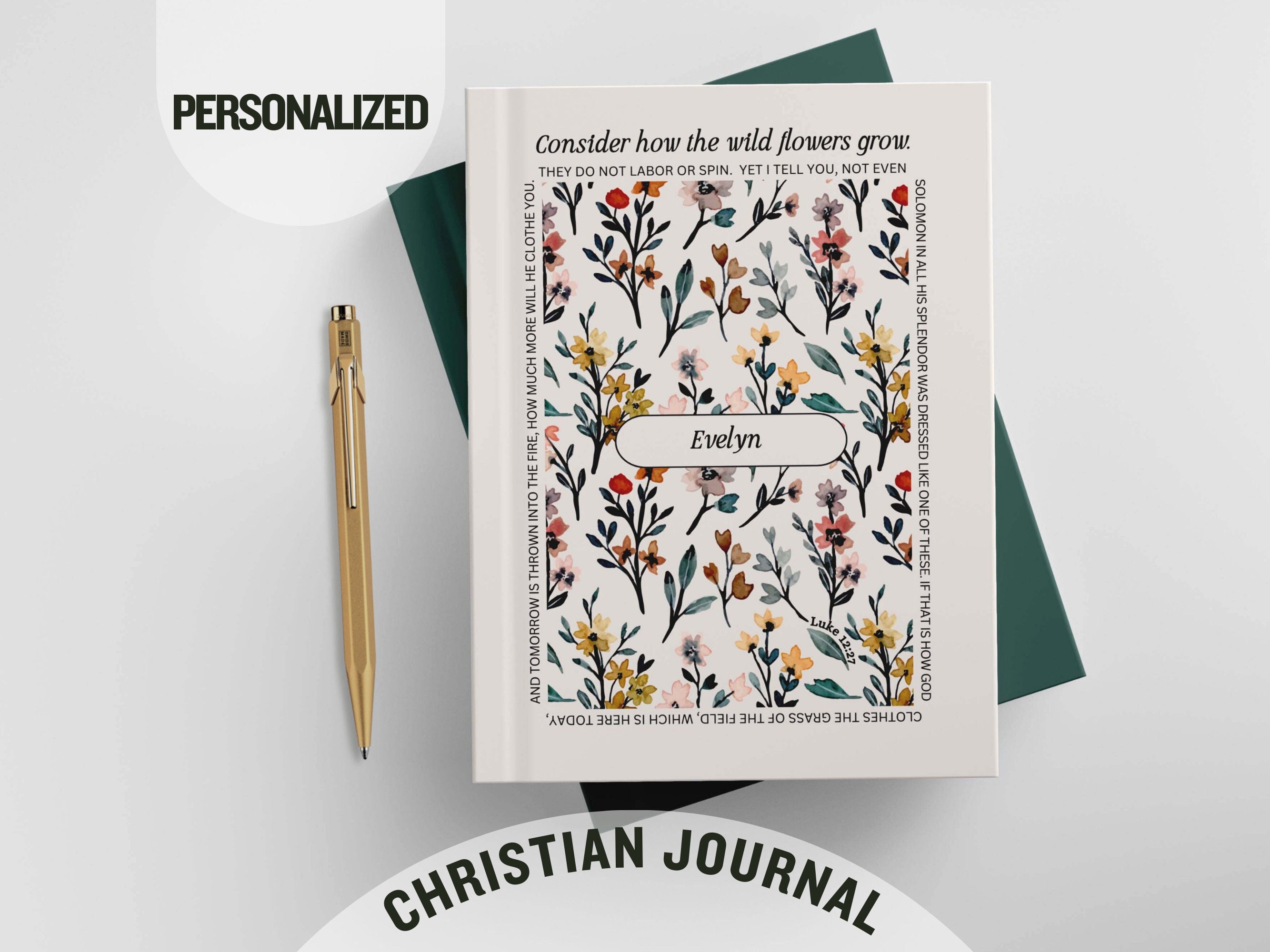 Personalized Answered prayer journal for women consider the wildflowers bible study journal catholic gift women devotion Christian journal