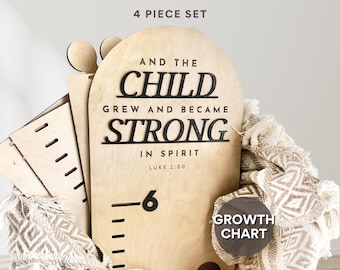 Wooden Ruler Growth Chart Personalized wood height chart family baptism gift girl catholic baby girl dedication godson gift from godmother