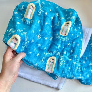 Our Lady of Guadalupe Catholic Baby Blanket Girl Baptism Gift Girl Mary Blanket for Girl Catholic gift for girl First Communion Blanket