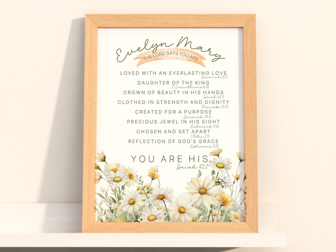 Baptism Personalized Name Wall Art Goddaughter Gift From Etsy