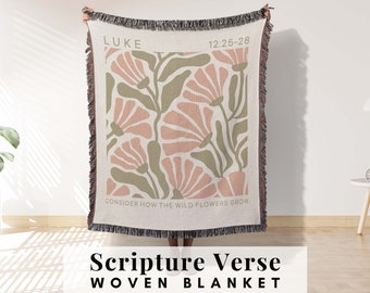 Matisse Consider the Wildflowers Bible Verse Tapestry religious gift for women home decorative Christian throw blanket first communion gift