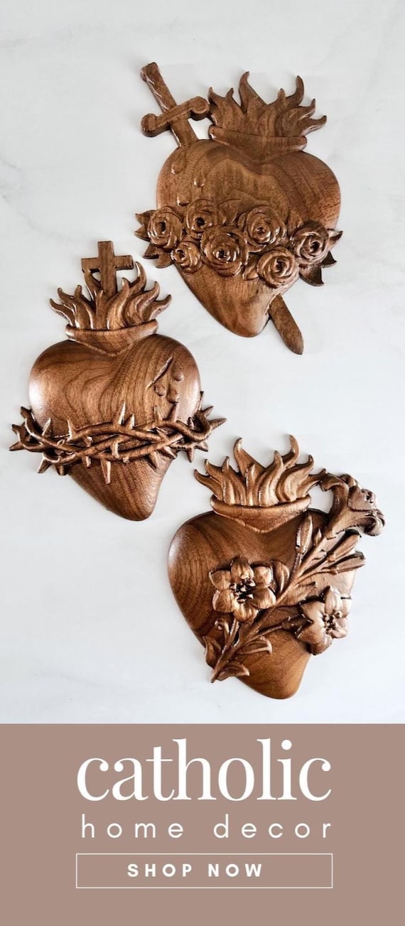 Three Hearts Holy Family Sacred Hearts JMJ Art Sacred Heart of