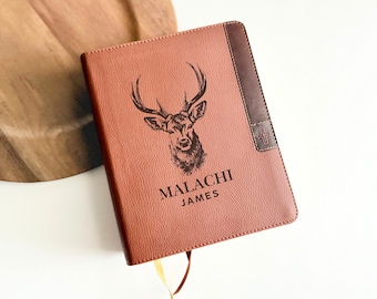 Personalized NIV bible for men hunting niv journaling bible large print Deer Bible Cover NIV engraved bible dedication gift boy baptism idea