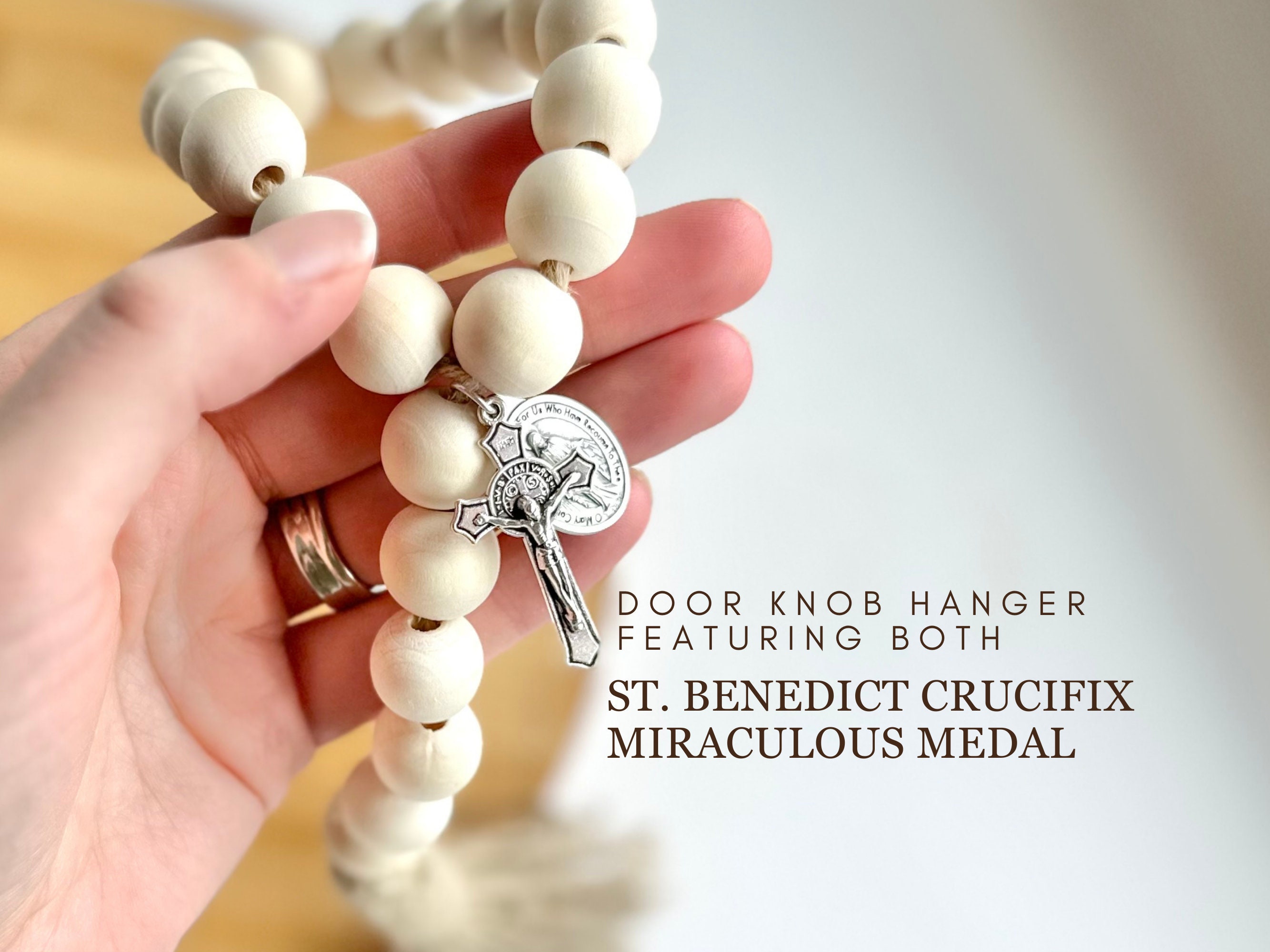 St Benedict Home Protection Hanger w Divine Mercy Miraculous Medal 