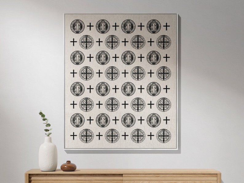 St Benedict Medal Blanket Benedictine Medal Woven Blanket Tapestry