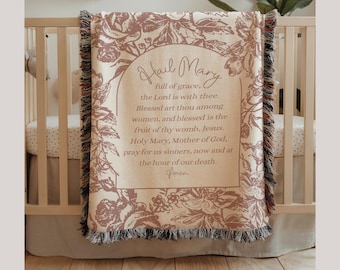 Goddaughter Baptism gift girl catholic godchild gift personalized baby prayer blanket christening gift girl from godfather Hail Mary blanket