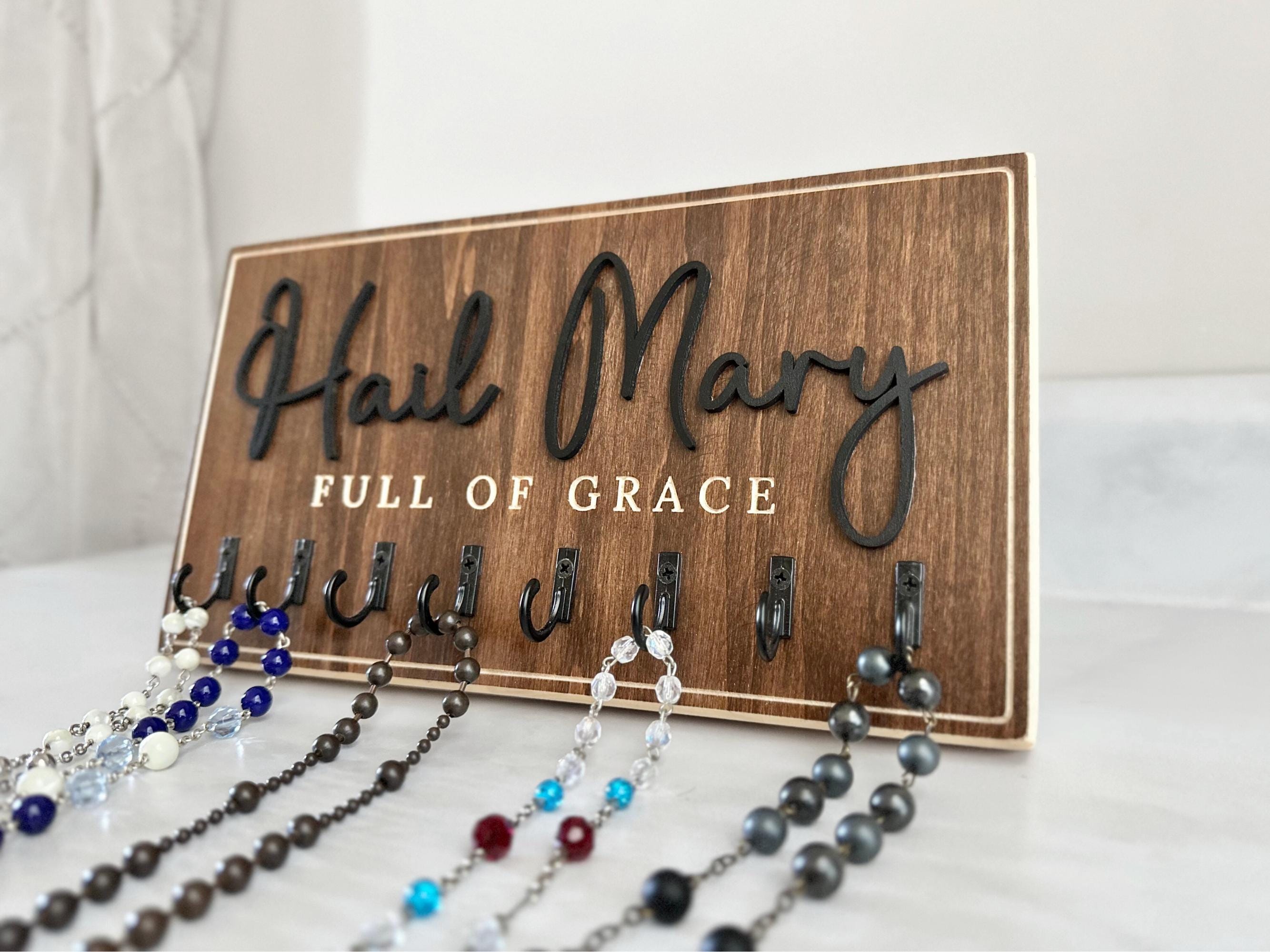 Rosary Rack Rosary Holder Wall Large Rosary Hanger Catholic Art Rosary Board Holy ...