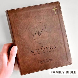 Family wedding bible leather personalized niv journaling holy bible engraved religious gift christian wedding gift family name bible study