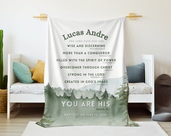 Bible verse baby blanket godson gift from godmother baptism gift boy catholic saint blanket Identity in Christ baby dedication gift boy