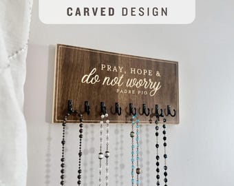 Padre Pio Catholic Rosary Hanger Wall mount birthday gift for mom rosary holder catholic wedding gift rosary dish catholic sympathy gift