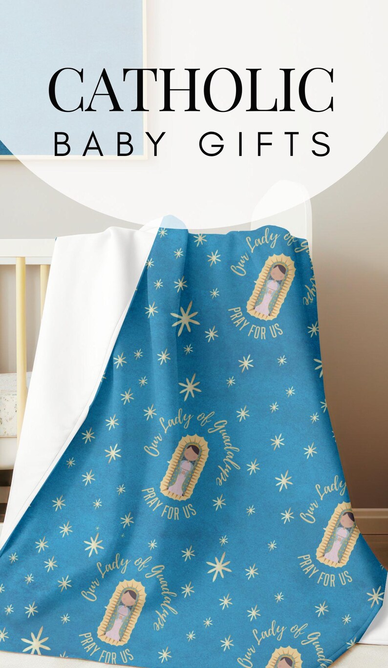Our Lady of Guadalupe Catholic Baby Blanket Girl Baptism Gift Girl Mary Blanket for Girl Catholic gift for girl First Communion Blanket