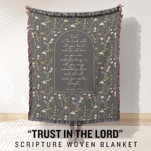 Sympathy blanket bible verse Trust in the Lord Christian woven blanket religious gift for women proverbs 3 5-6 miscarriage gift Christian