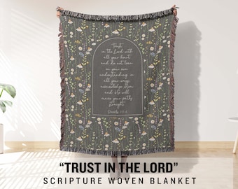 Sympathy blanket bible verse Trust in the Lord Christian woven blanket religious gift for women proverbs 3 5-6 miscarriage gift Christian