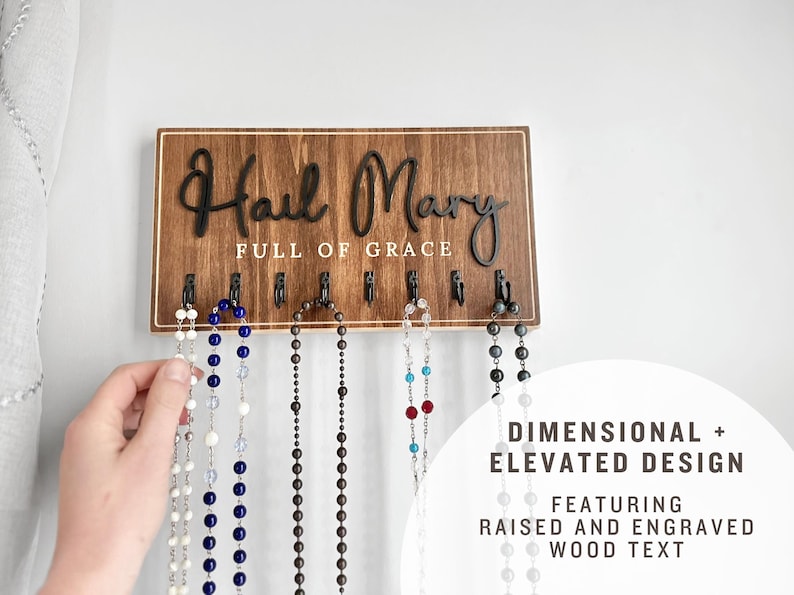 Rosary Rack Catholic Rosary Hanger Wall Catholic Art Rosary Holder Catholic Mom ...