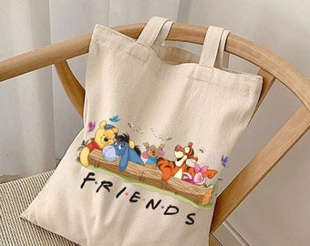 Winnie The Pooh Tote Bag,Pooh Gift Friends Tote Bag,Pooh Bear Bag,Bolsa linda, Bolsa de comestibles,Bolsa de hombro,Bolsa Pooh,Bolsa de mano de Disney,Regalo del maestro