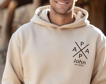 Custom Dad Est Hoodie with Name , Personalized Gift for Dad, New Dad Hoodie for Fathers Day Birthday Gift, Personalized Dad Hoodie